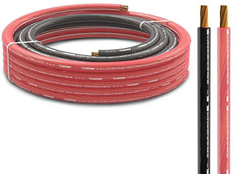 DS18 PW-8GA-5BK/20RD Ultra Flex Power Wire CCA 8 Gauge, 5ft Black and 20ft Red - Power Amplifier Wiring Kit