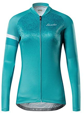 Santic Womens Cycling Jersey Long Sleeve Tops Biking Jersey Bicycle Bike Shirt Breathable Blue EU M