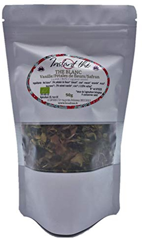 Thé blanc Vanille-Fleurs-Safran, 50g, 35 tasses, certifié BIO