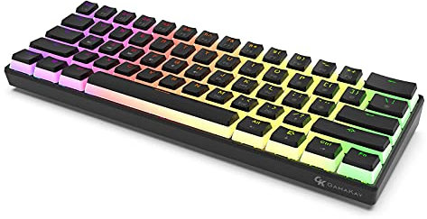 GK GAMAKAY MK61 Wired Mechanical Keyboard Gateron Optical Switch Pudding Keycaps Waterproof RGB 61 Keys Programmable Hot Swappable Gaming Keyboard New Version (Yellow Switch V2, Black)