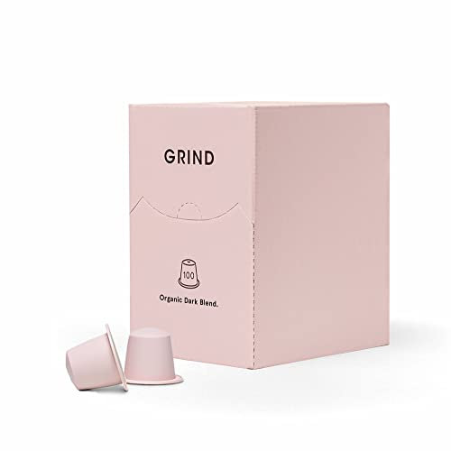 Grind Dark Blend Arabica Coffee Pods – Pack of 100 – Nespresso® Original Compatible Capsules – Home Compostable – Barista Quality – Dark Roast
