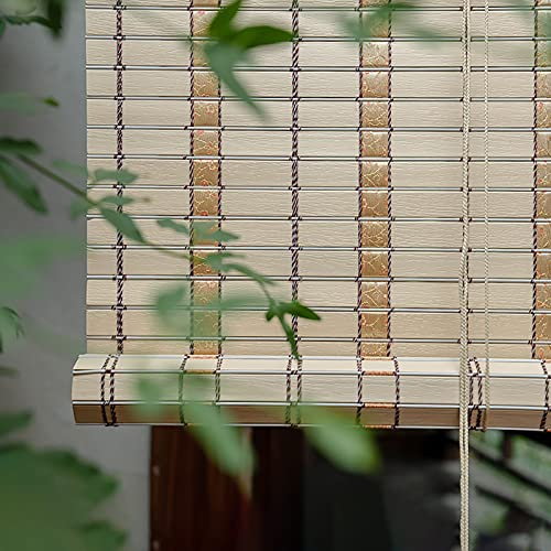 Bambusrollo wasserdichte Rollos Aus Kunststoff für Garten, Balkon, Terrassentür, Pergola & Pavillon - PVC-Fensterrollos mit Holzmaserung für Den Innenbereich mit Beschlägen (Size : W130cm x H140cm)