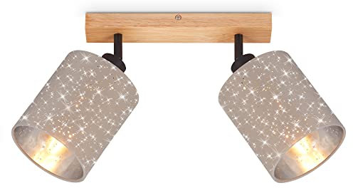 BRILONER - Deckenlampe mit Sternenhimmel, schwenkbar, Lampenschirm aus Stoff, Deckenleuchte, Lampe, Wohnzimmerlampe, Schlafzimmerlampe, Küchenlampe, Deckenstrahler, 28,5x13x15,5 cm, Taupe
