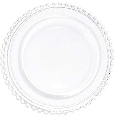 Dinner Plates European Electroplated Gold Pearl-rim Glass Dinner Dessert Plate Retro Phnom Penh Fruit Dishes Steak Plate Household Tableware Charger Plates (Color : Clear, Size : 5Pc)