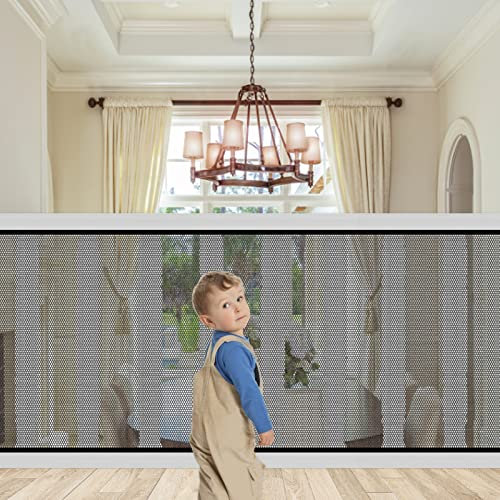 TOPJOWGA Treppenschutznetz, 3 Meter Treppengeländer Sicherheitsnetz, Safety Net Kids, Treppengeländer Sicherheitsnetz, Baby Balkonnetz, Schutznetz Treppe, Sicherheitsnetz für Kinder (Schwarz)