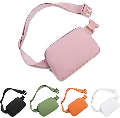 HVJCEZ Marsupio per donne e uomini, alla moda, regolabile, mini borsa a tracolla per corsa, escursionismo e viaggi, Rosa, Small