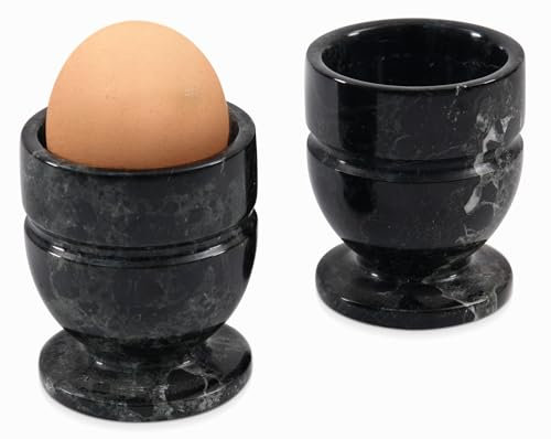 RADICALn Eierbecher, schwarz, 2er-Set, handgefertigte Eierhalter aus Marmor für den Küchentisch — ideale Küchenhelfer zur Aufbewahrung von Eiern — Küchenset