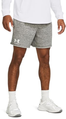 Under Armour Herren Rival Terry 6in Short, warme & weiche Sporthose, schweißabweisende & schnelltrocknende Laufshorts mit Zugkordel,Onyx White / / Onyx White,LG