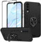 Btstring Hülle kompatibel mit Huawei P30 mit Schutzfolie, Militär Standard Stoßfest Handyhülle Case Hybrid Metall Ring Halter Schutzhülle Handy Hüllen Cover -Schwarz