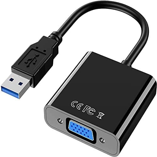 SZJUNXIAO Adaptador USB a VGA, USB 3.0/2.0 a VGA, convertidor USB 3.0 a VGA, adaptador HD 1080P, cable gráfico, convertidor para PC, ordenador portátil, TV, compatible con Windows XP/7/8/8.1/10(NO
