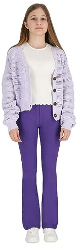 hi!mom Flared Leggings for Girls Kids Bootcut Pants I Casual Dance Yoga Cotton Leggings Wide Leg I Stretchy Elastic Waistband Flared Leggings Kids Girls Bell Bottom Trousers I Sizes 6-13 Years