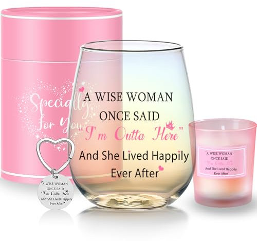 Leaving Gifts for Colleagues Iridescent Wine Glasses Retirement Gifts for Women Thank You Goodby Gifts for Colleagues Friend Birthday Christmas Presents for Colleagues Women Funny Pink Ladies Gifts