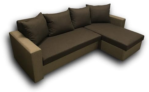 Generisch Möbel Nawstol Ecksofa für das Wohnzimmer - Ecksofa mit Schlaffunktion 205 x 130 cm - Sofa mit Bettkasten - Oskar (Dunkelbraun + Hellbraun, Rechts)