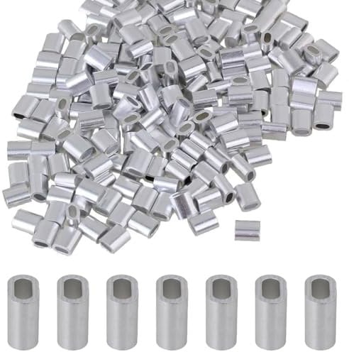 EIHI 100 Stücke Drahtseilklemme,Aluminium Pressklemmen, Aluminiumhülsen Alu Klemme, Alu-Crimpschlaufe Würgeklemmen mit Doppelhülsen, Seilklemme für Stahlseil/Drahtseil Kabel