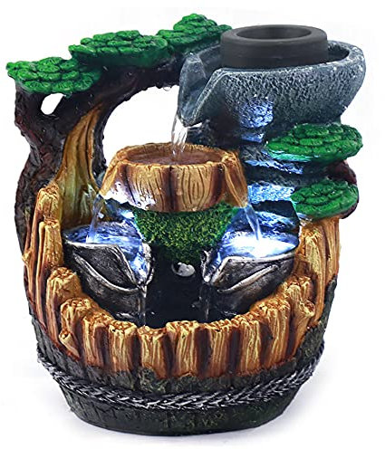 Indoor-Brunnen Wasserfall Gussstein Zierbrunnen mit LED-Beleuchtung Stein