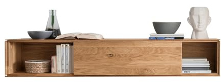 Hängeschrank Wandschrank 150cm mit Schiebetür, Wildeiche massiv geölt
