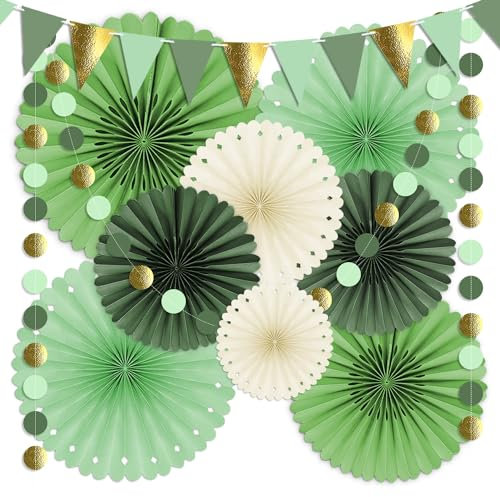Syoulin-gartenparty deko draußen sommer,party deko grün gartenparty,vintage boho wedding decoration, birthday decoration,10 frische und stilvolle Papierfächerdekorationen