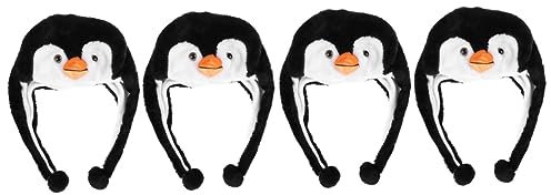 HEMOTON 4 Stück Pinguin-Hut Tiere Hut Zebra-Kostüm kindermütze kinder kappe Kinderkommode kleidung lustiger Hut Cartoon-Hut-Requisite mit Ohren Partyhut alkoholfreies Getränk Schal