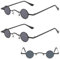 Tomedeks 2 Stück Sonnenbrille Rund,Runde Sonnenbrille,Vintage Sonnenbrille Mit Rundem Metall,Rahmen Retro Brille Mit Kleinem Kreis Hippie Ovale Sonnenbrille Für Männer Frauen,Lustige Brillen(Schwarz)