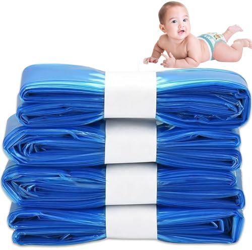 LuxeGlee 4 Pack Nappy Bin Refills, Nappy Disposal Bags, Diaper Pail Refill Bags Compatible with Angelcare/Munchkin/Genie, Refill Cassettes for Baby Diaper Bucket Bin, Blue