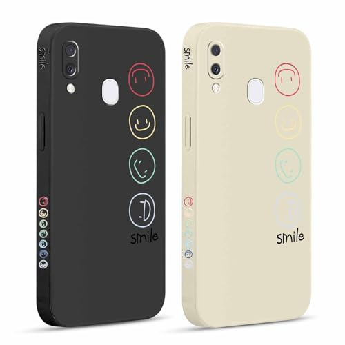 Pnakqil 2 stück Handyhülle für Samsung Galaxy A20e 5,8, Hülle Süßes Bemaltes Glücklich Lächeln Design Case Weiche Tasche für Damen Geschenk Modische TPU Dünn Stoßfeste Kameratasche Schutzhülle