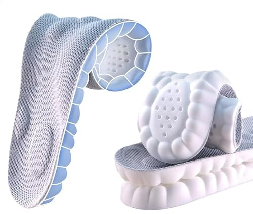 Insoles for Women man,Cloud Soles for Men Women,4D Cloud Soles for Men,Anti Fatigue, Shock Absorption, Foot Pain Relief (Gray, L)