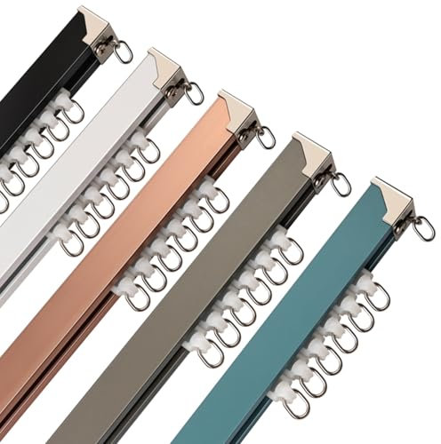 Strapazierfähiger Aluminium-Deckenvorhang-Schienensystem für Fenster, Duschraum, Trennwand, Schwarz, 6,6 m