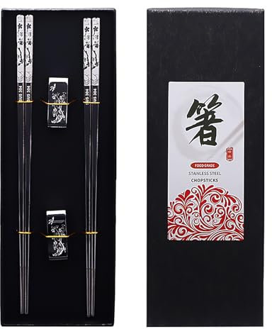 2pcs Palillos de Acero Inoxidable Reutilizables, Palillos de Metal Reutilizables, Pares de Palillos Japoneses con Grabado Láser, Aptos para Lavavajillas, Regalo Ideal para Cumpleaños y Navidad