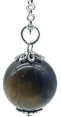 TENET - Ciondolo a Sfera Pietra Minerale 18/20mm catena inossidabile (OCCHIO DI FALCO)