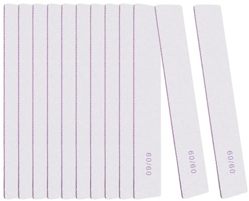 LOPHE 12 Pièces Limes à Ongles, Grains 60/60 Lime à Ongles Professionnelle Limes à Ongles Double Faces Lime Ongle Carrées pour Les Salons de Manucure, Le Diy Nail Art à La Maison
