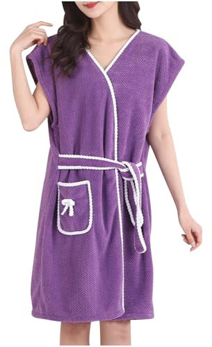 Accappatoio per Sauna Vestito da Bagno da Donna Accappatoio Sacchetto di Spa Senza Cappuccio Senza Maniche Asciugamano da Piscina Accappatoio con Cintura Doccia Accappatoio Donna Spugna Morbida