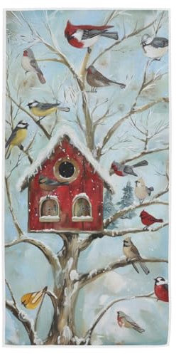 Badetuch Baum Vogelhaus Farben Vögel Malerei Saunatuch Leichte Sporthandtuch Weich Reisehandtuch Für Reisen Strand Männer 40X70Cm