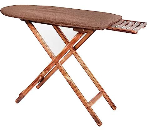 Adjustable Height Ironing Board with Removable Iron Support Tray - Wooden Foldable Ironing Shelf for Home Apartment, Portable and Easy Storage