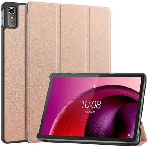SATURCASE Case for Lenovo Tab M10 5G / Tab K10 Pro 5G 10.6 inch, PU Leather Flip Foldable Folio Stand Slim Light Auto Wake Up/Sleep Protective Tablet Cover (Rose Gold)