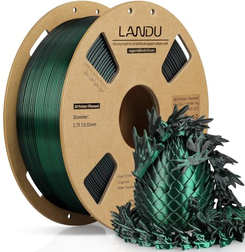 LANDU Silk Dual Color PLA Filament 1.75mm 3D Drucker Filament PLA Shiny Filament 1kg Multiple Color PLA Filament Maßgenauigkeit +/- 0.02 mm,1KG Spool (2.2lbs) Schwarz Grün