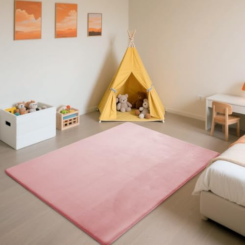 SETHEPACE Krabbelmatte Baby, 3CM Dicker Spielmatte Baby (Rosa, 150x200CM) | Luxuriöser Komfort, Langlebigkeit, Haarabweisendes Enges Geflecht, Rutschfeste Unterseite, Weich Babyteppich für Schlafzimmer