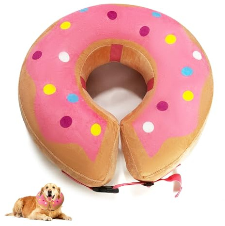 HMCEY Collare Protettivo Cane Rosa,Collare Morbido Cane Post Operazione,Post Intervento Canes Collares Gonfiabile Cani,Collari Protettivi Gatti,Regolabile per Gatto Collares di Recupero per Cani-M