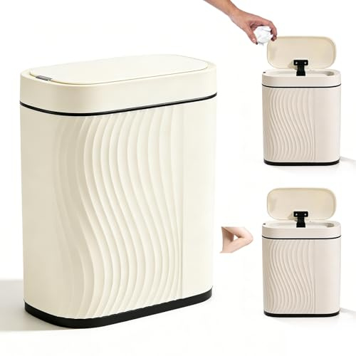 PORFOYO Poubelle Automatique, 8 L Poubelle De Salle De Bain Avec Capteur, Poubelles Cuisine, Étanche/Anti-Odeurs, Poubelles Électrique Avec Couvercle, Fine Intelligente Pour Cuisine & Salle De Bain