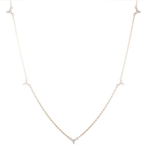 Beydodo Damen Halskette 375 Rotgold, Collier Kette Dünn mit 0.15ct Diamant Hochzeit Halskette Rosegold 45CM für Charms