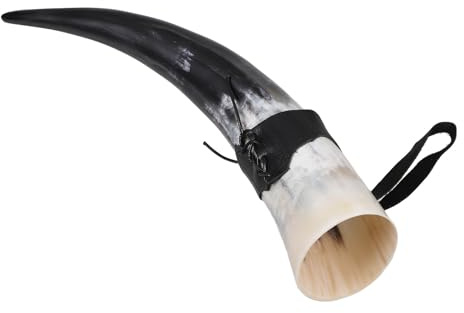 SILENRADAWN Cuerno Vikingo Sonido Amarillo para Beber, de Gran Capacidad | Horn Resistente, Punta Afilada y Diseño Retro, Cuerno para Beber Estilo Medieval para Fiestas y Hogar