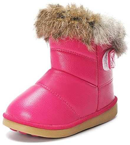 KVbabby Bambine e Ragazze Carino Stivali da Neve Morbide Fodera calda Stivali Scarpe di Cotone Piatto Pelliccia Stivali,rosso,21 EU = produttore 22