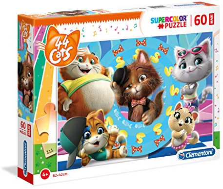 Clementoni 26441 Maxi 44 Cats – Puzzle 60 Teile ab 4 Jahren, farbenfrohes Kinderpuzzle mit extra großen Puzzleteilen, Geschicklichkeitsspiel für Kinder