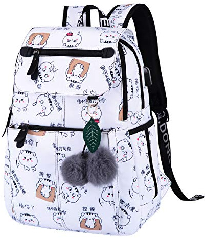 Sac a Dos Scolaire College Lycee Fille Ados Cartable Daypack USB Port de Charge Grand Sac à Dos ecole Femme Ville Voyage Loisir Collégienne