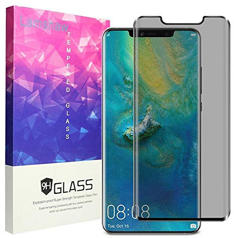 LvBu Blickschutzfolie für Huawei Mate 20 Pro - Privacy Displayschutz mit 9H Härte - Anti-Spy Sichtschutzfolie mit Sichtschutz Filter - Blasenfrei (Schwarz)