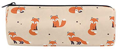 RXYY Niedlich Tier Fuchs Stelle Muster Bleistift Fall, Bleistift Halter Reißverschluss Leinwand Stift Box Pouch Beutel Box Kosmetik Papier Tasche für Schüler Schule Büro