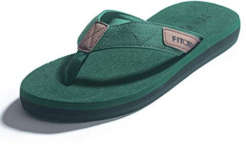 FITORY Mens Flip Flops Beach Thongs Outdoor Comfort Pool Slippers Adult Shoes Green Size 9 UK