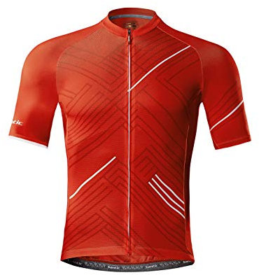 Santic Fahrradtrikot Herren Kurzarm Radtrikot Fahrradshirt Radshirt Kurzarm Sommer mit Taschen Rot EU L
