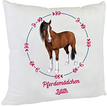 Kilala KuschelKissen Pferde-Motiv mit Namen Pferdemädchen Pferde-Feunde Dekokissen 40 x 40cm (Pferd 01)