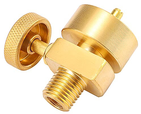 1LB Brass Propane Needle Control Valve, Disposable Adjustable Pressure Propane Gas Regulator Valve with 1/4’’ NPT Male Thread (Tapped M8 Female), Propane 1LB Tank Disposal Cylinder Bottle Adapter