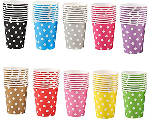 Sonwaha Bicchieri di Carta Usa e Getta 50 PCS Bicchieri Carta Colorati Bicchieri Carta per Feste Caffè Tè Bevande calde e fredde